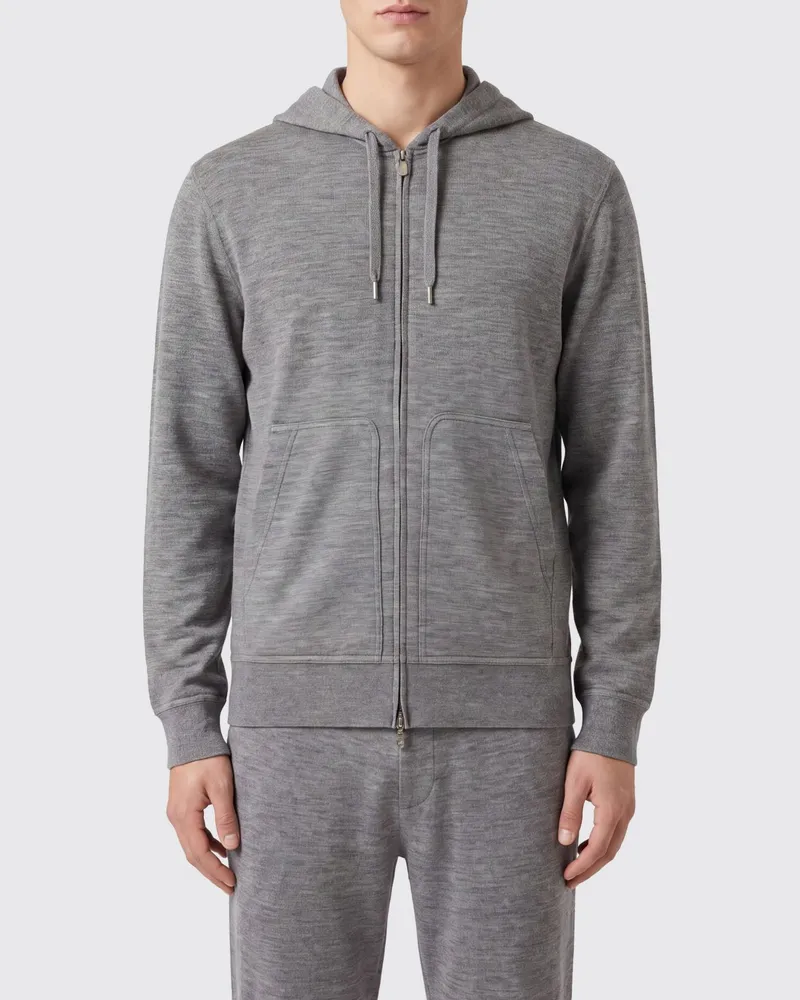 Brunello Cucinelli Kapuzenpullover von aus Kaschmir und Seide mit Reißverschluss Grau