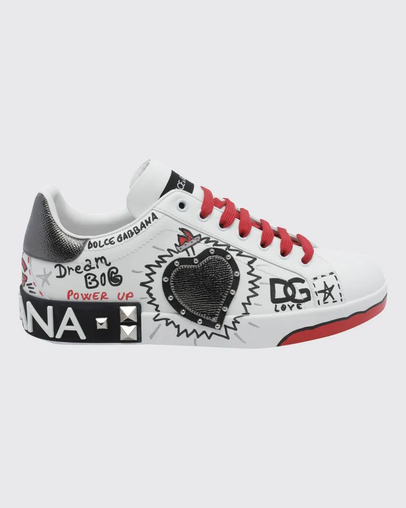 Dolce & Gabbana DOLCE  GABBANA Portofino Sneakers Dolce & Gabbana aus Kalbsleder mit Nieten und Logo Weiss