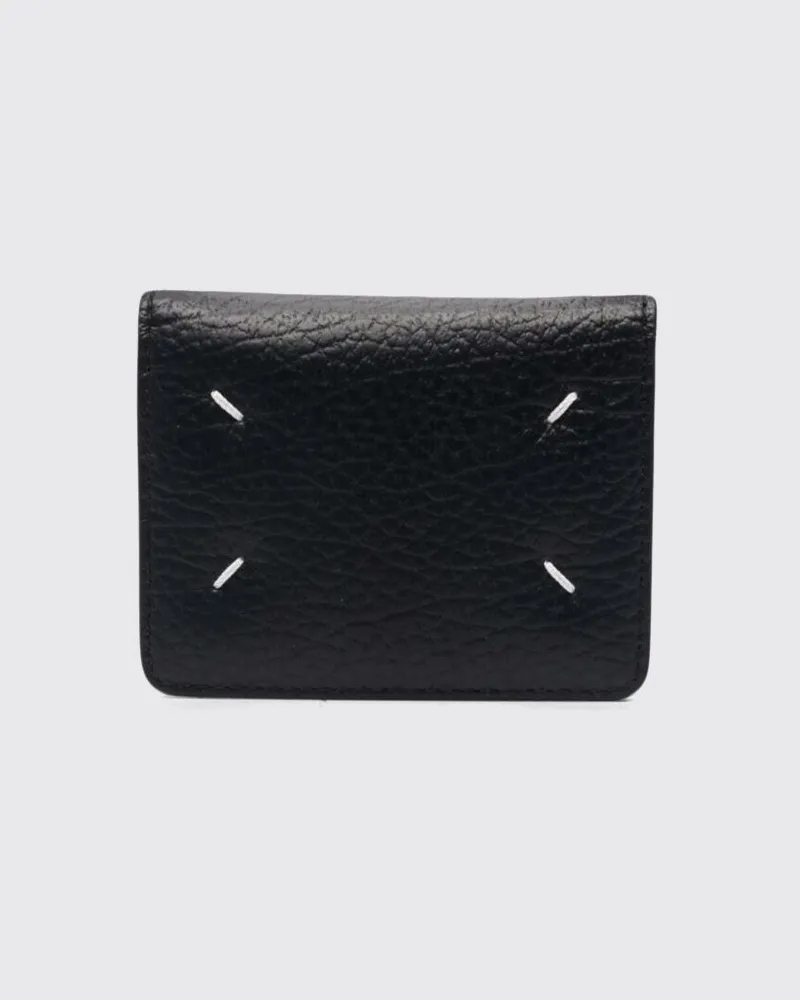 Maison Margiela Bifold-Kartenetui aus gehämmertem Leder mit Four Stitches Schwarz