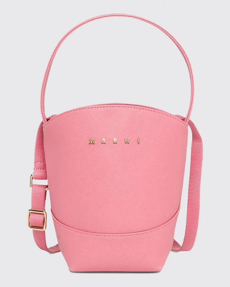 Marni Bucket Bag für Jungen aus Stoff in Saffiano-Optik mit appliziertem Logo Pink