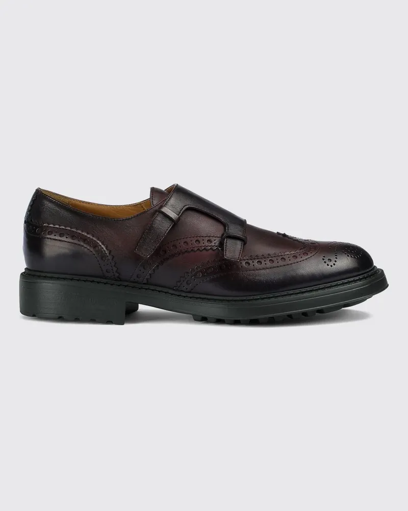 Doucal´s Doppel-Monkstrap-Schuhe aus glattem Kalbsleder mit Gummisohle Crimson