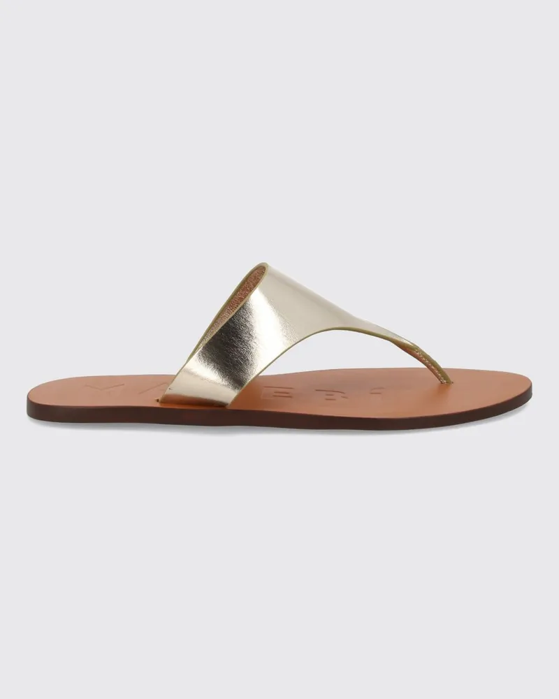 Manebí Zehentrenner-Sandalen aus laminiertem Leder mit niedrigem Absatz Silber