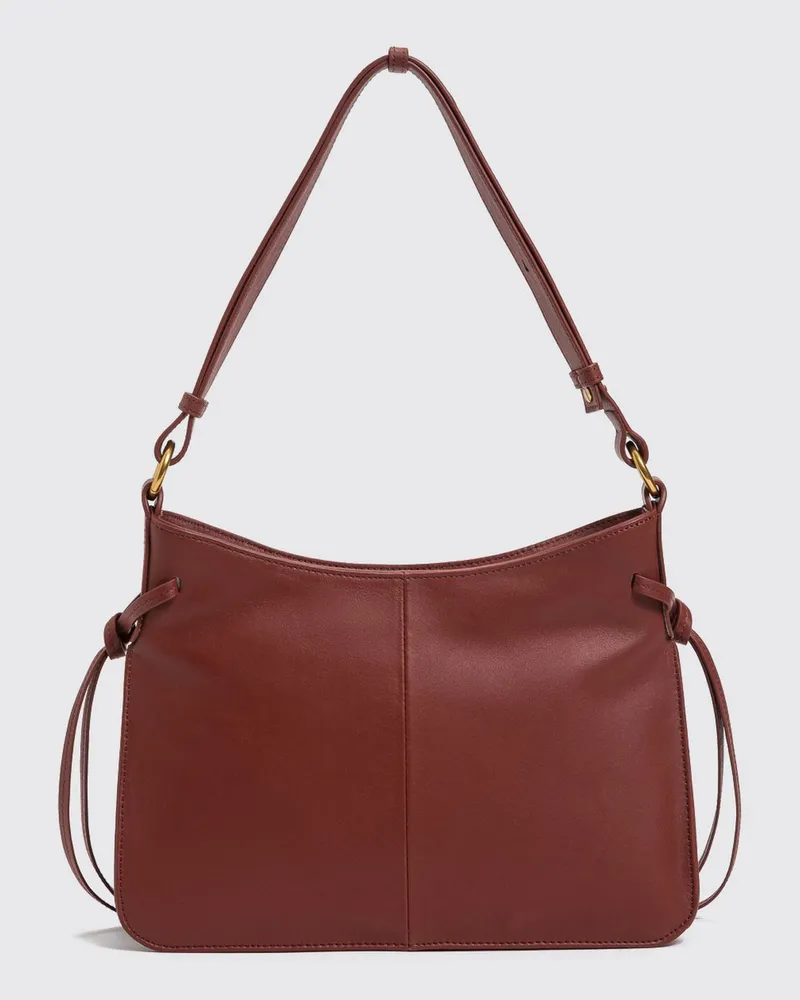Twin-Set Schultertasche aus Glattleder mit verstellbarem Griff und Gurtbanddetails Cherry