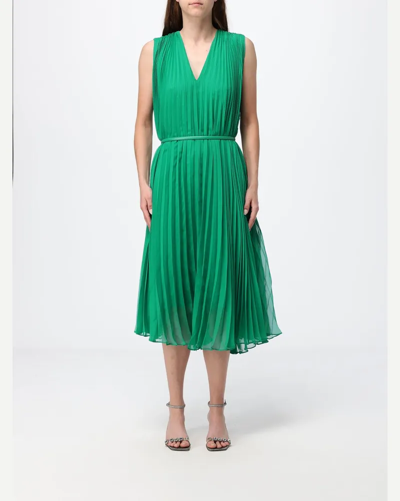 Max Mara Plissiertes Kleid mit Gürtel Grün