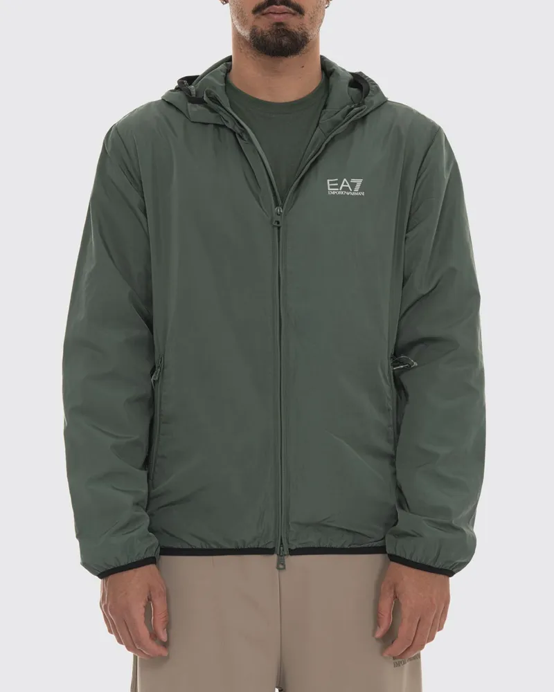 EA7 Kapuzenjacke aus technischem Gewebe Grün