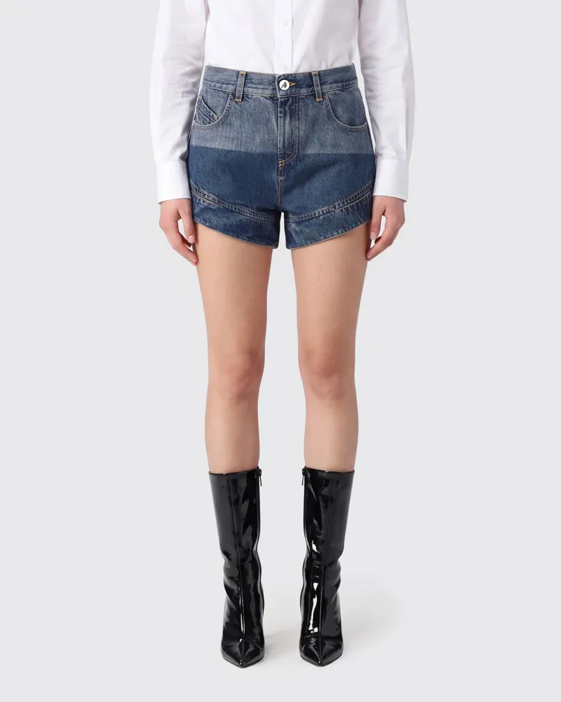 ATTICO Cut-Out-Denim-Shorts mit mittlerer Taille und 5-Pocket-Design Blau