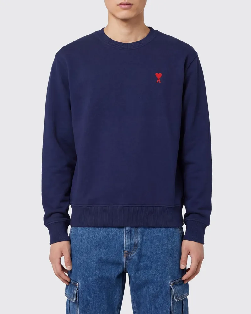 AMI Paris Rundhals-Sweatshirt mit Mini-Logo Blau