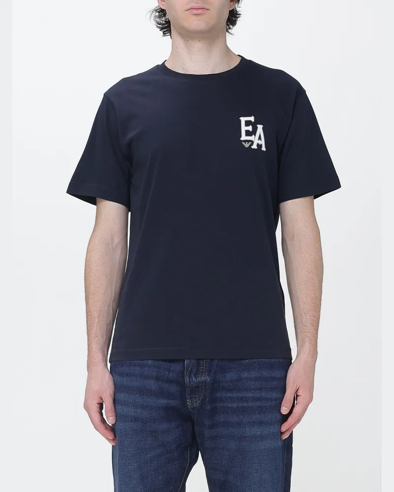 Emporio Armani Eagle Club Rundhals-T-Shirt mit Logo Navy