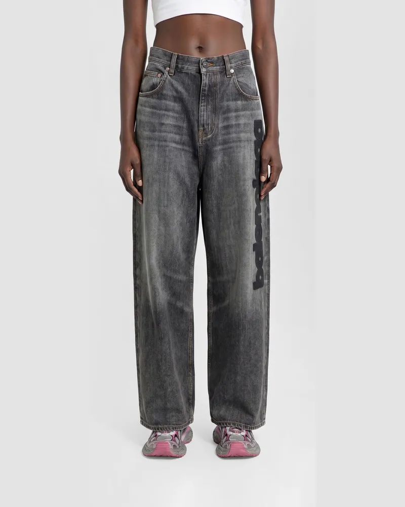 Balenciaga Palazzo Jeans aus Denim mit Logo Grau