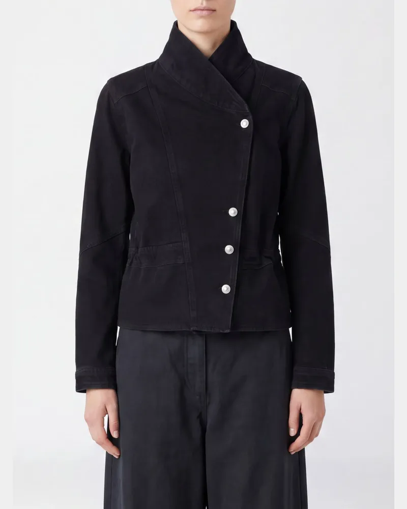 Étoile Isabel Marant Zweireihige Kurzjacke aus Baumwolle mit hohem Kragen Schwarz