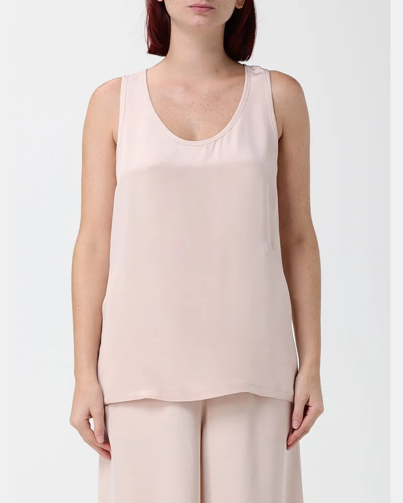 Max Mara Ärmelloses Slim-Fit Top aus Crêpe de Chine mit U-Ausschnitt Beige