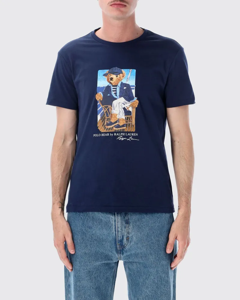 Ralph Lauren Slim Fit Baumwoll-T-Shirt von mit Teddybär-Print Navy
