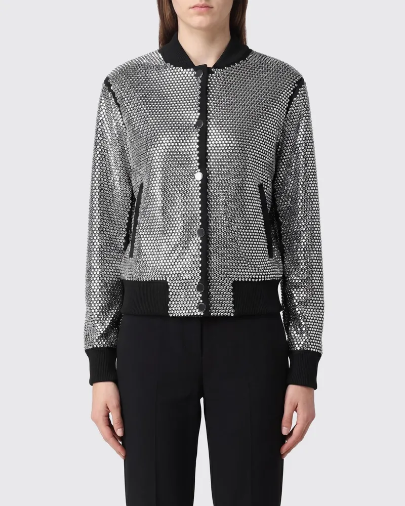 Philipp Plein Nylon-Bomberjacke mit Stretchkragen und Strassapplikation Schwarz
