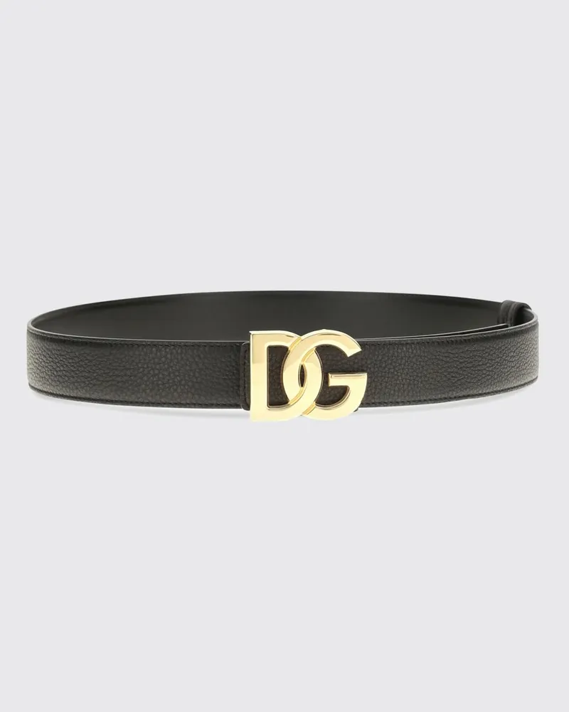 Dolce & Gabbana DOLCE  GABBANA Dolce & Gabbana Gürtel aus Kalbsleder mit Monogramm-Muster und DG-Schnalle Schwarz