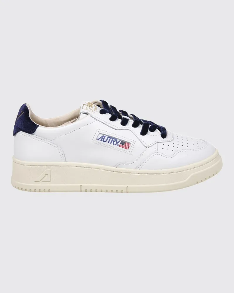 AUTRY Medalist Low Sneakers aus Kalbsleder mit perforierter Zehenkappe Blau