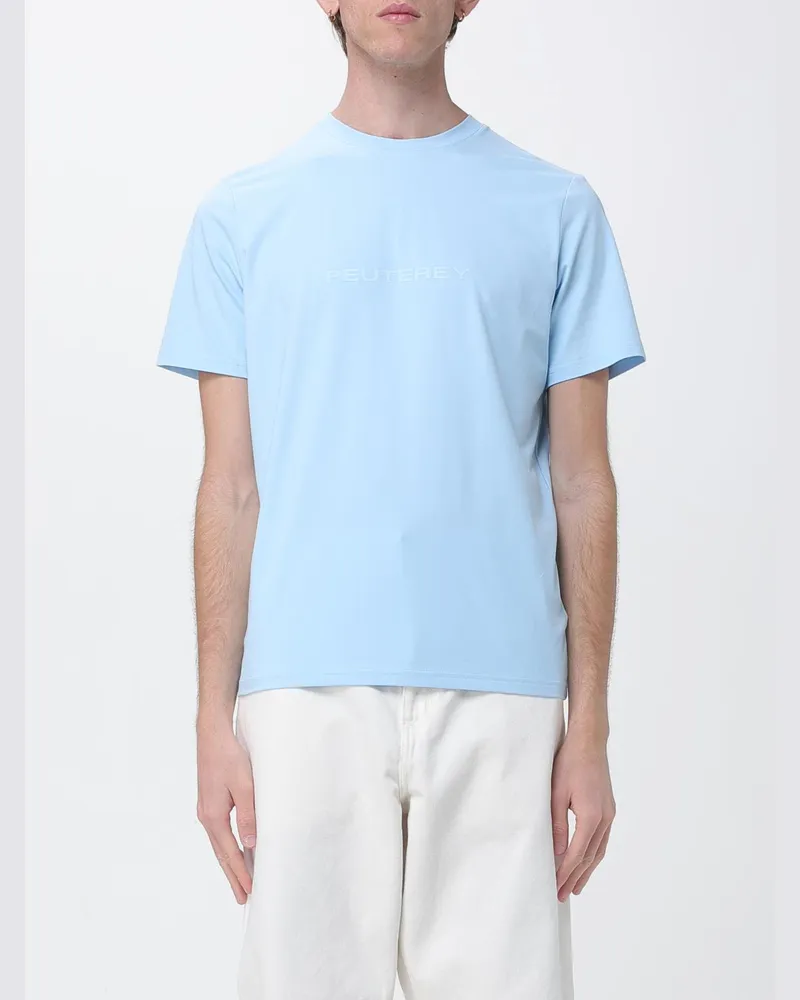 Peuterey T-Shirt aus Baumwollmischung mit Logo von Hellblau