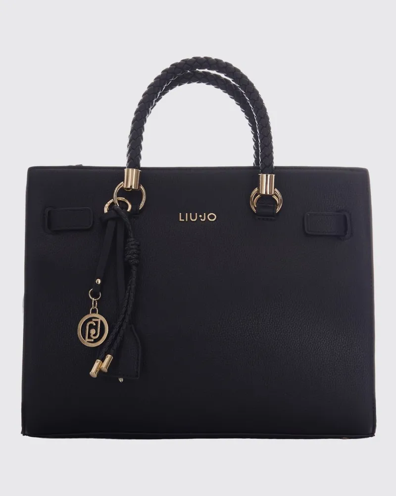 Liu Jo Handtasche aus Kunstleder mit doppeltem Henkel und Logo-Charm Schwarz