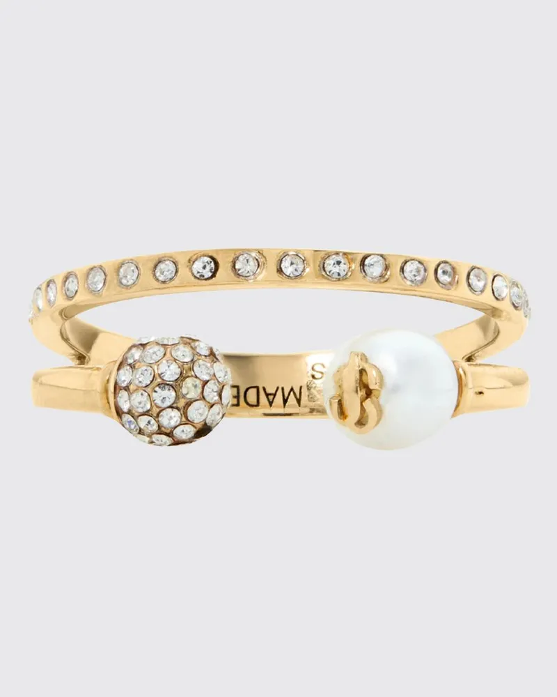 Jimmy Choo JC Double Ring aus goldfarbenem Messing mit Perlen und Kristallen Gold
