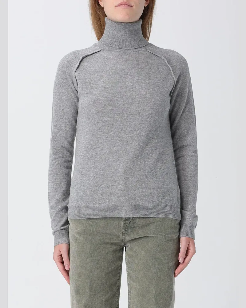 Dondup Langärmeliger Woll-Rollkragenpullover mit gerippten Säumen Grau