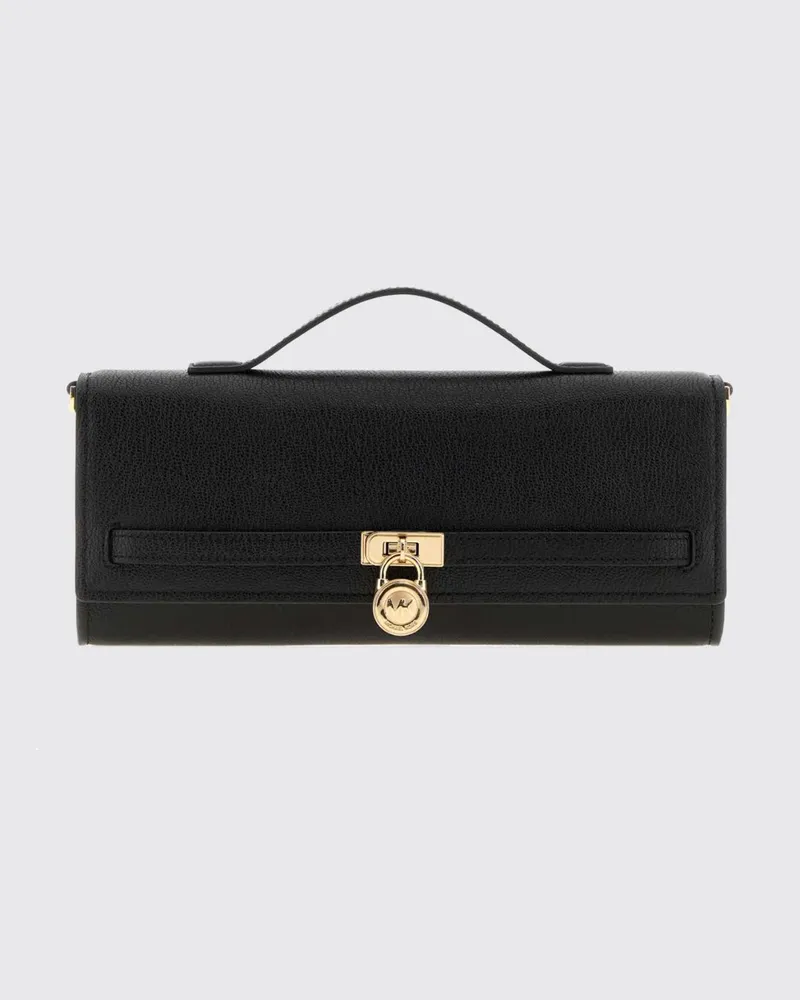 Michael Kors Hamilton Moderne mittelgroße Umhängetasche aus genarbtem Leder Schwarz
