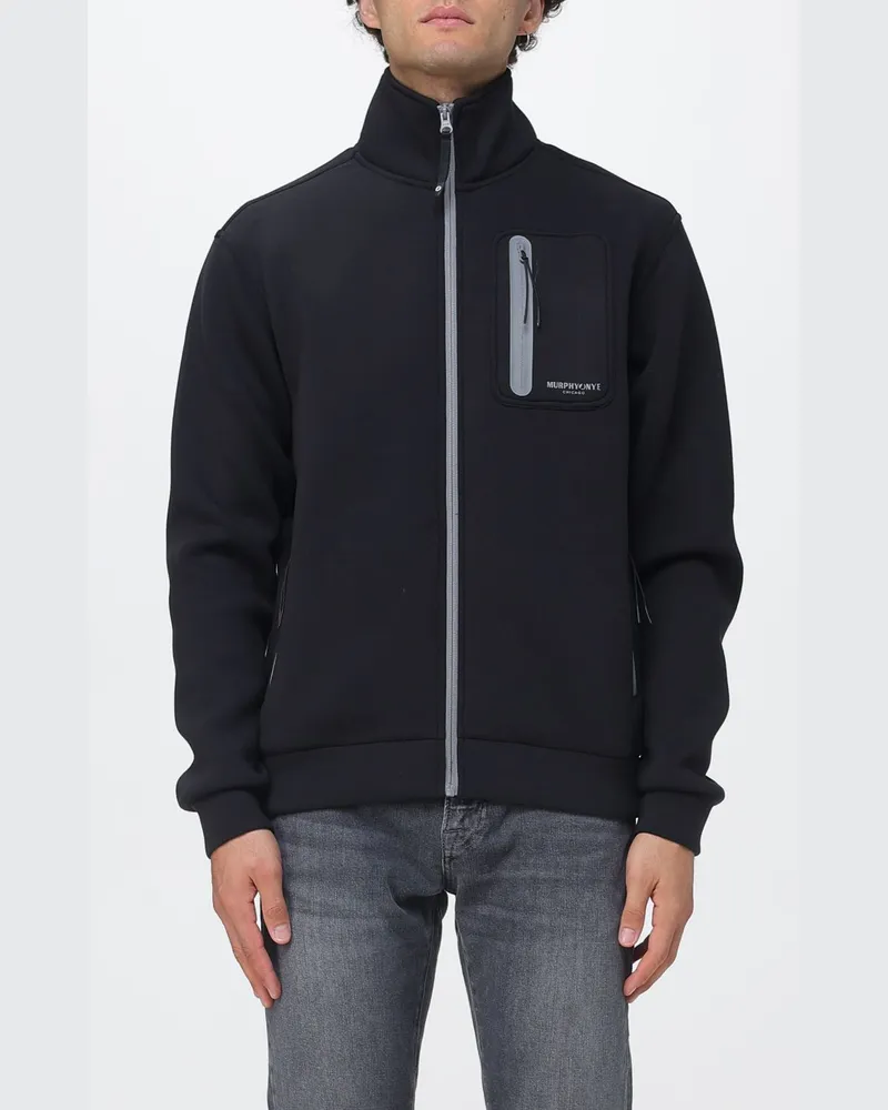 Murphy & Nye Technisches Sweatshirt aus Neopren mit durchgehendem Reißverschluss und Stehkragen Schwarz