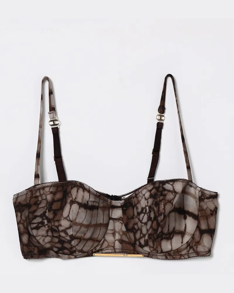 Elisabetta Franchi Bedruckter Viskose-BH Braun