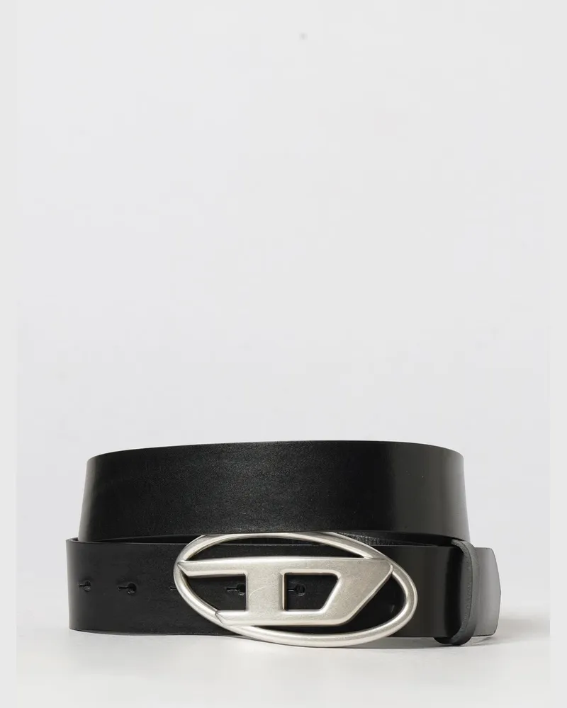 Diesel Ledergürtel mit Oval-D-Logoschnalle Schwarz