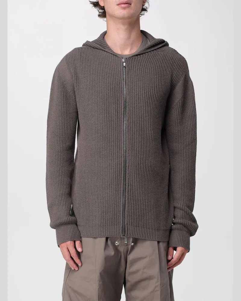 Rick Owens Strick-Hoodie aus reiner Schurwolle mit Reißverschluss Grau