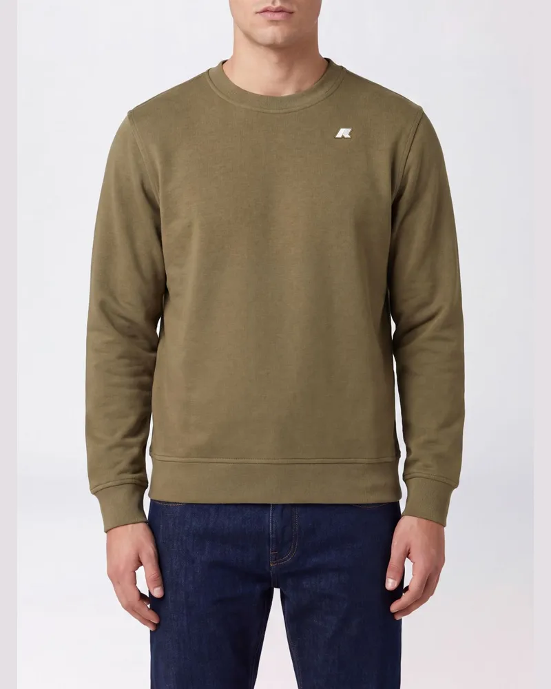 K-Way Baptiste Rundhals-Sweatshirt aus Baumwolle von mit aufgesetztem Logo auf der Brust Military