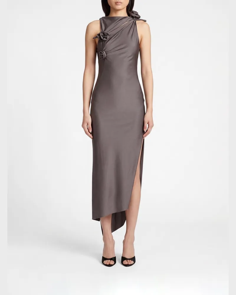 COPERNI Asymmetrisches Off-Shoulder-Midikleid aus Jersey für Cocktails Grau