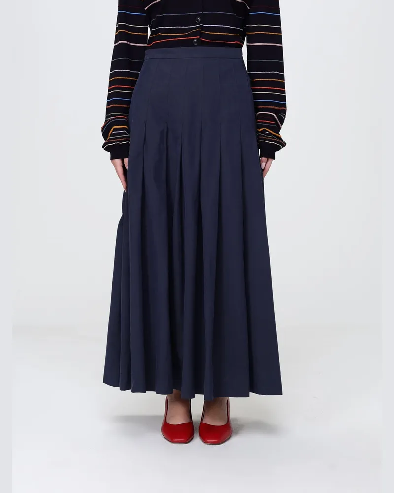 Paul Smith Plissierter Baumwollmischrock Blau