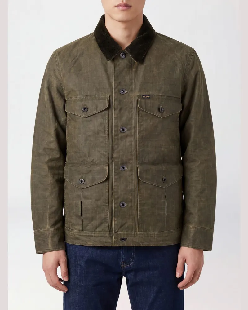 Filson Journeyman Baumwolljacke mit Cordkragen Grün