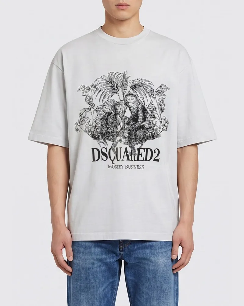 Dsquared2 Bedrucktes Baumwoll-T-Shirt Weiß