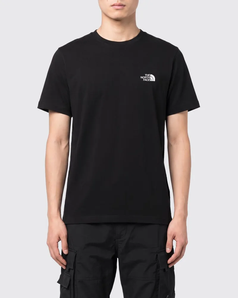 The North Face Rundhals-T-Shirt aus reiner Baumwolle mit Kontrast-Logoprint Schwarz