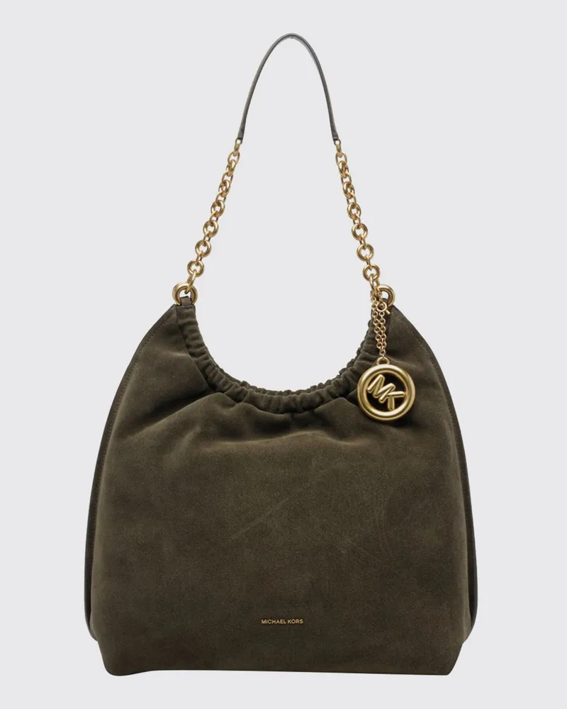 Michael Kors Indie Schultertasche aus Leder mit Kettenhenkel und Logo-Charm Grün