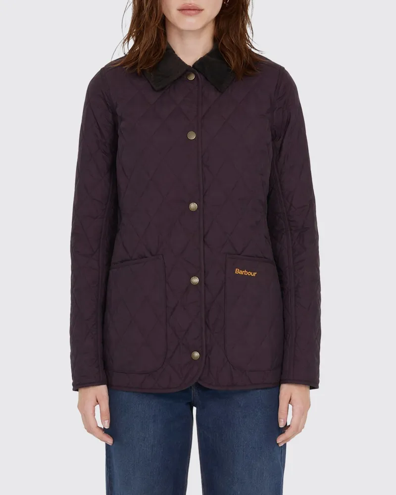 Barbour Annadale Slim Fit Steppjacke mit Cordkragen Weinrot