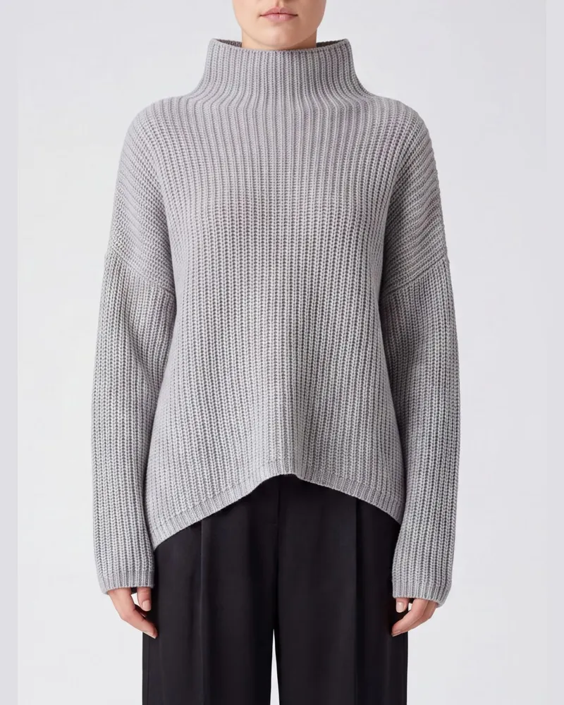 Liviana Conti Samira Relaxed-Fit-Rollkragenpullover aus gerippter Wollmischung Grau