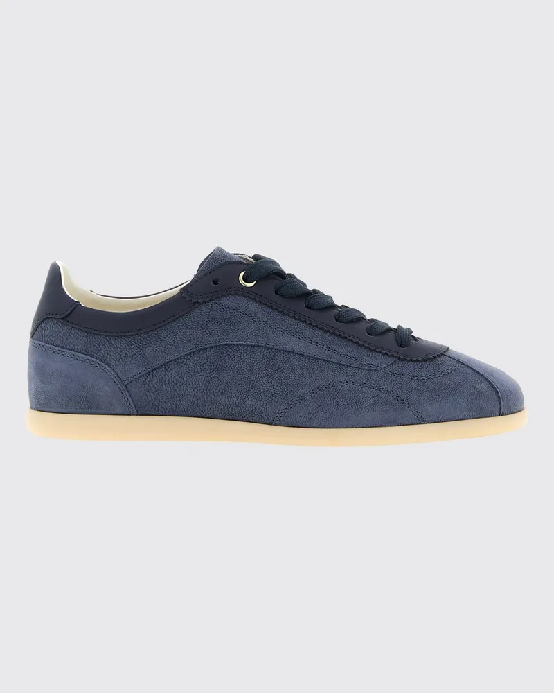 Brunello Cucinelli Low-Top-Sneaker aus Glattkalbsleder und Nubuk Blau