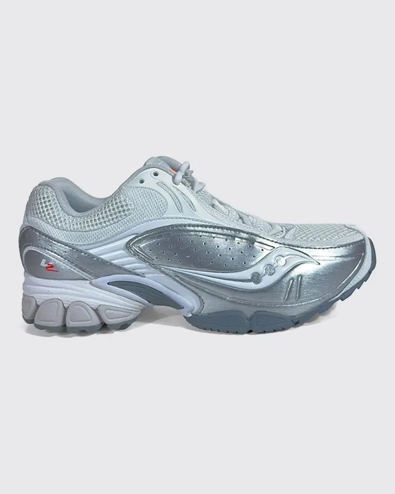 Saucony ProGrid V2 Low-Top-Sneaker aus silberfarbenem Mesh und Stoff Silber