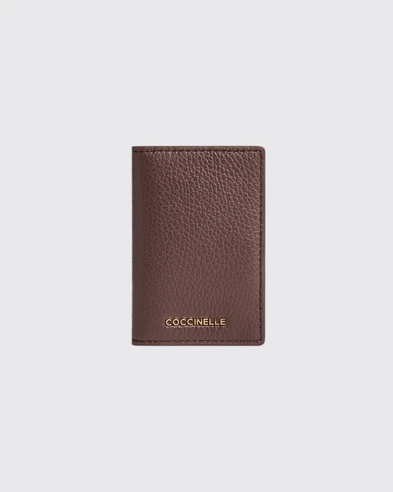 Coccinelle Metallic Soft Bifold-Kartenetui aus genarbtem Leder mit Druckknopf Red
