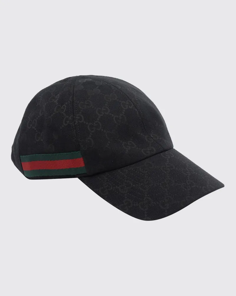 Gucci Gestreifte Baseballkappe von aus Jacquard mit GG-Monogramm Schwarz