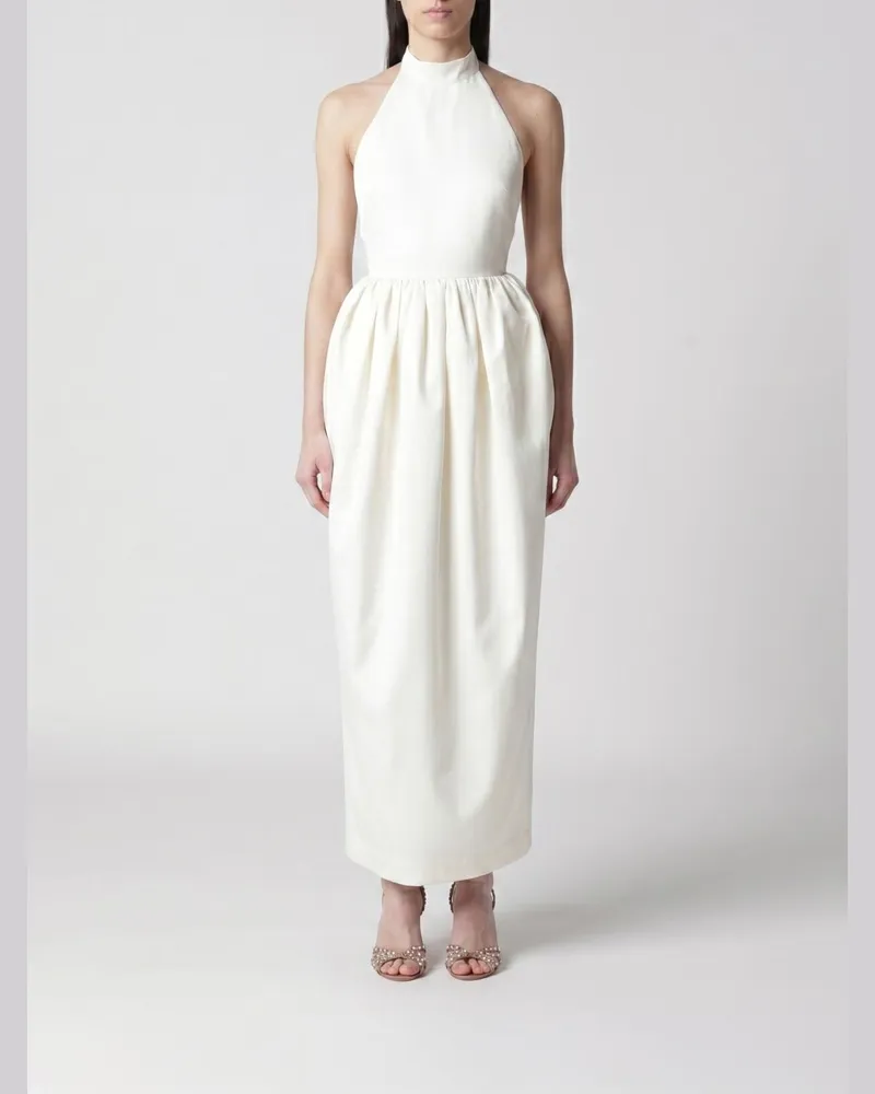 ROTATE Birger Christensen Crêpe Maxikleid Weiß