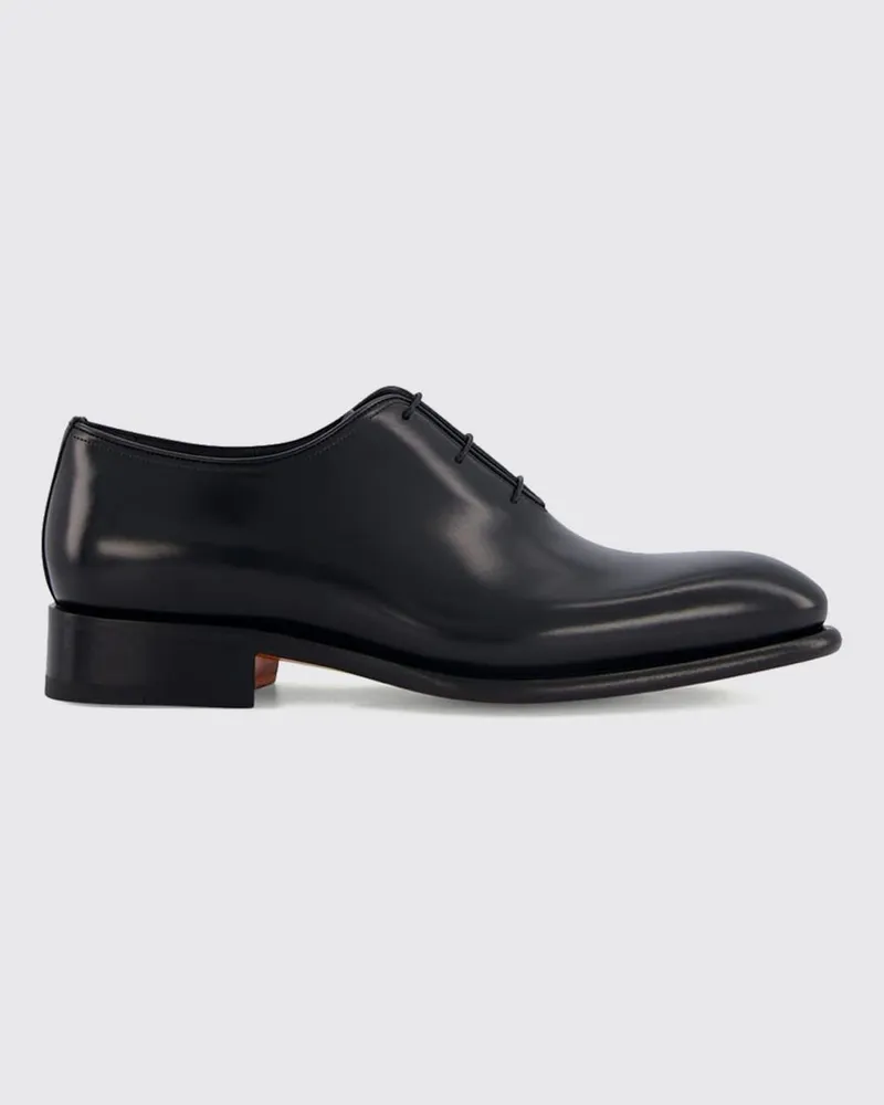 Santoni Nachhaltige Oxford-Schuhe aus glattem Kalbsleder Schwarz