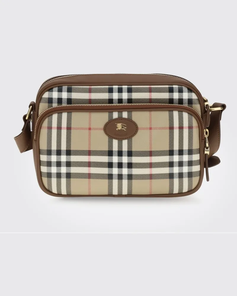 Burberry Umhängetasche aus Baumwolle mit Check-Muster und gesticktem EKD-Logo Beige