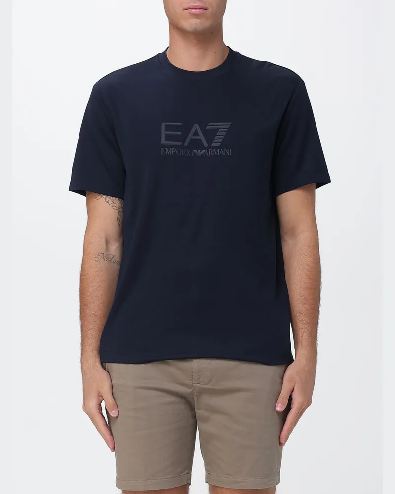 EA7 Baumwoll-T-Shirt mit Logo Navy