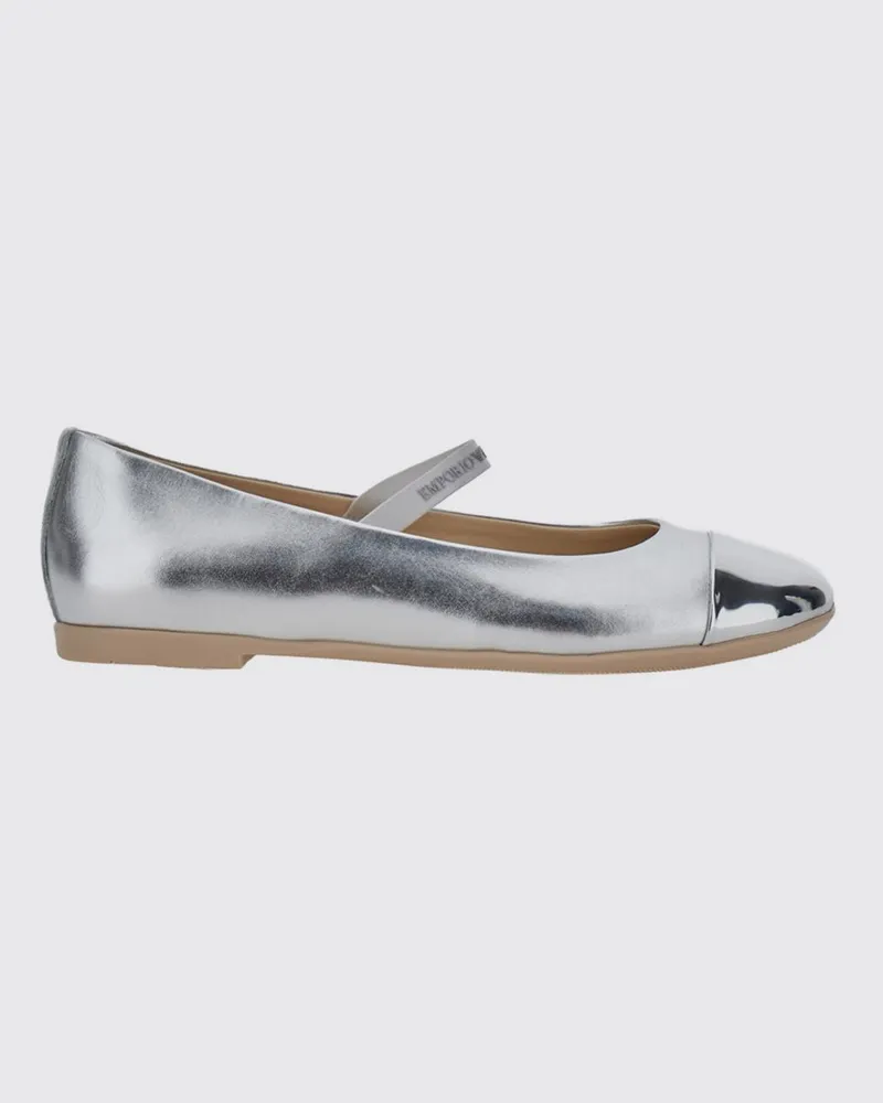 Emporio Armani Mary-Jane-Ballerinas für Mädchen aus laminiertem Leder Stahl