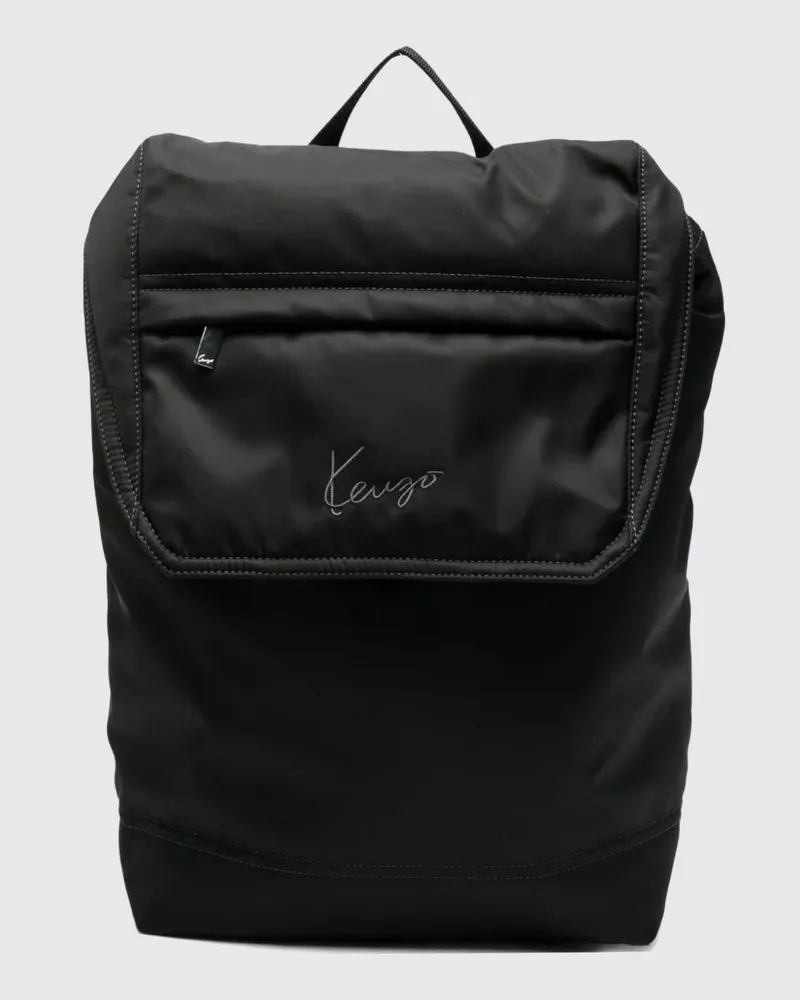 Kenzo Signature Nylon-Rucksack mit gesticktem Logo und Kordelzugverschluss Schwarz