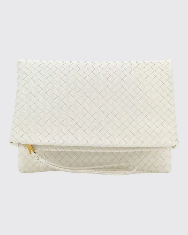 Bottega Veneta Giornale Clutch aus geflochtenem Leder Weiß