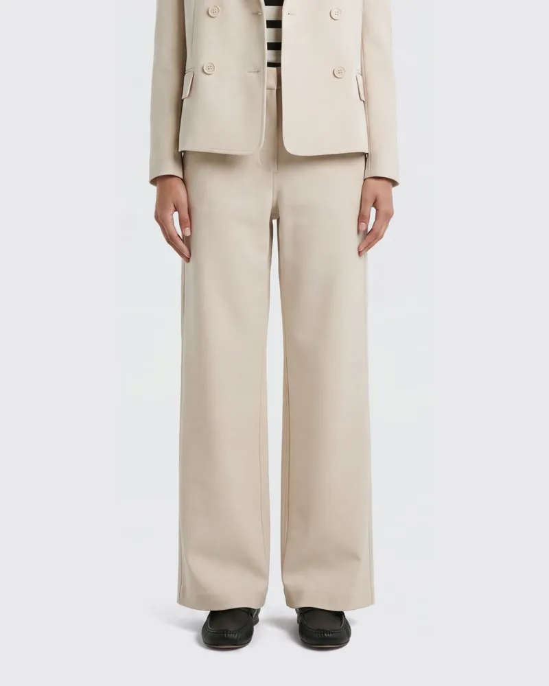 Max Mara Max Mara Baumwollmischgewebe-Hose mit weitem Bein Beige