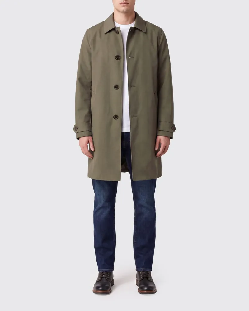 ASPESI Einreihiger, knielanger Trenchcoat aus Funktionsstoff mit klassischem Kragen Military